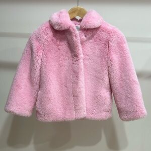 Girls Pink Faux Fur Coat